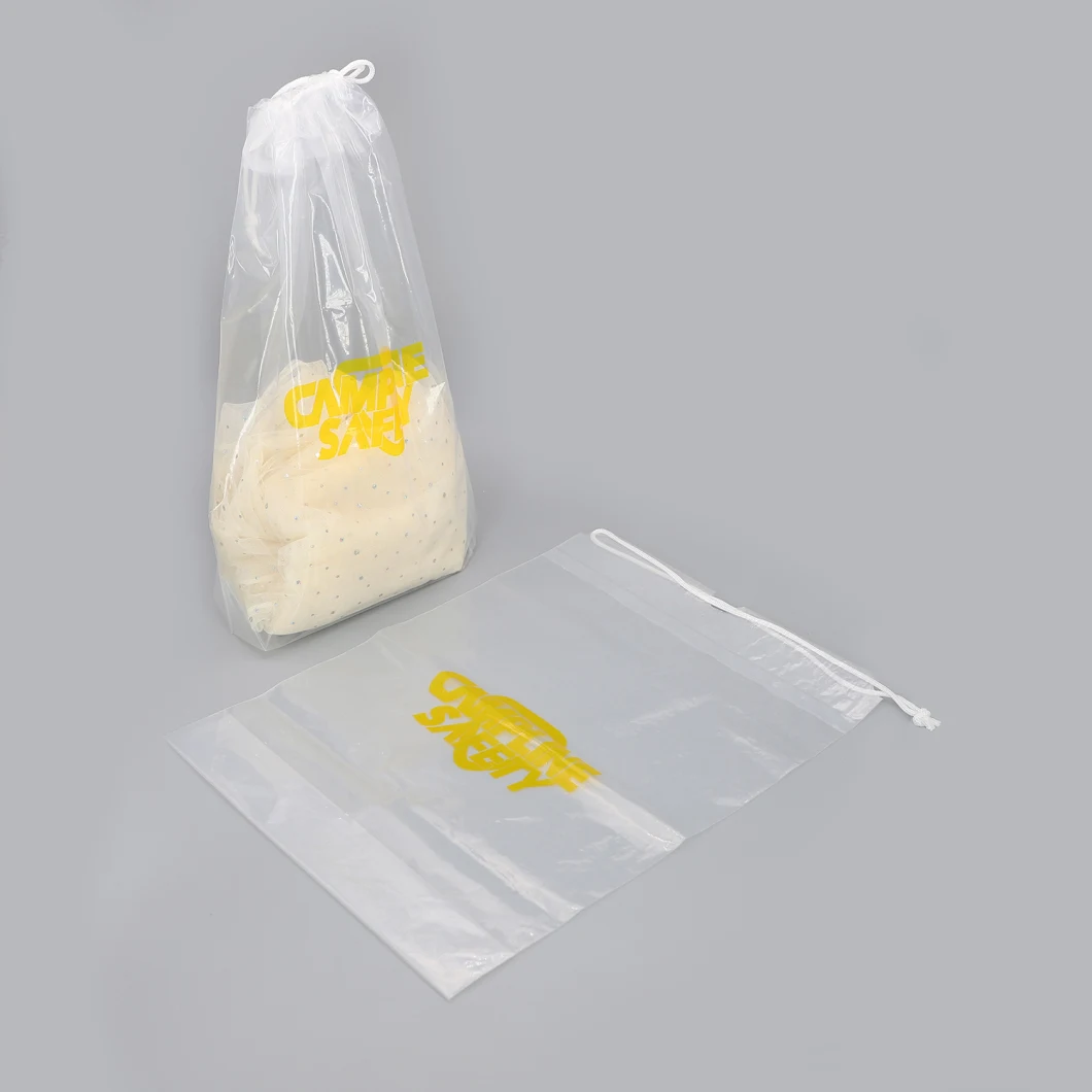 Biodegradable LDPE Transparent Plastic Drawstring Bag Custom Printing Clothing Packaging Bag