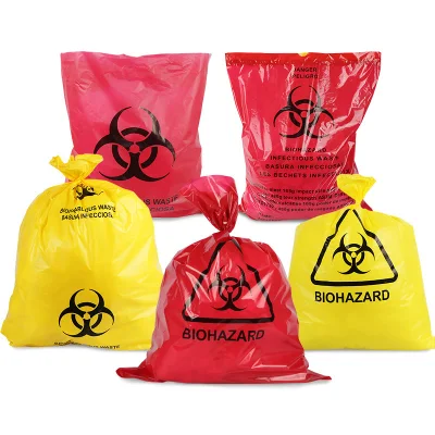 Sac poubelle en plastique Biohazard sac de déchets médicaux pour la clinique de l'hôpital