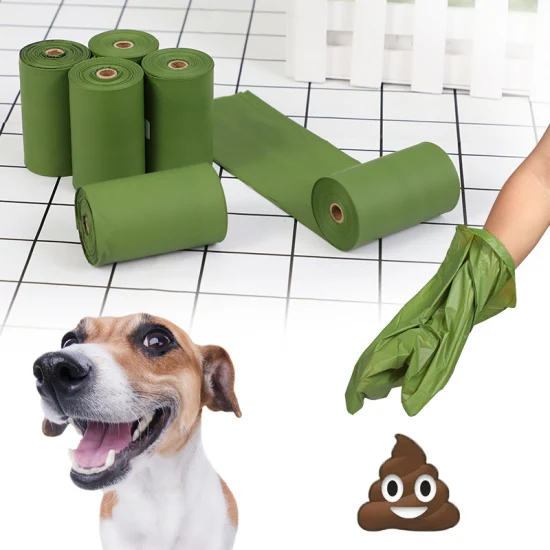 Compostable 100% biodégradable chien merde produits pour animaux de compagnie fournitures pour animaux de compagnie déchets sac poubelle merde sac emballage sac